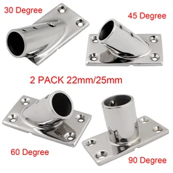 2 PCS Boat Hand Rail Fitting 90 Degree 22mm/25mm Stanchion Base Marine Stainless Steel 316