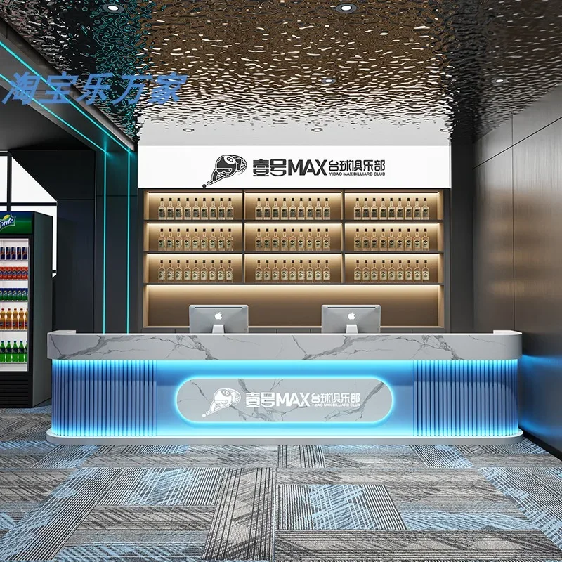 American Retro Reception Desk E-sports Hotel Beauty Salon Fitness Room Help Center Checkout Counter Pulpit Office Furniture