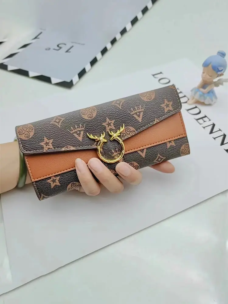 PU Leather Wallet Long and Fashion Embossed Pattern Multi Card Slots Large Capacity Wallet for Women