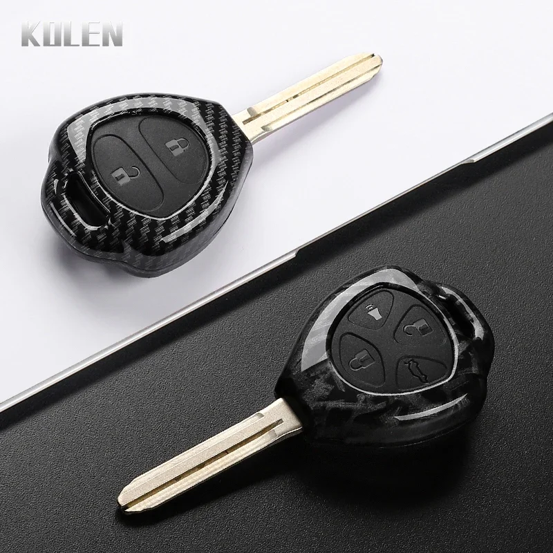 ABS Carbon Faser Auto Schlüssel Fall Abdeckung Für Toyota Corolla VIOS Camry Yaris RAV4 HiLux Cruiser Fortuner 2 3 4 tasten Geschützt Fob