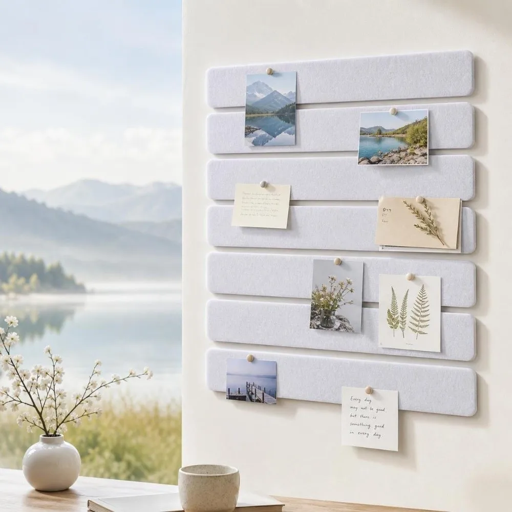 8PCS Polyester Fiber Felt Strip Practical Adhesive Tabs Included Bulletin Board Strip Decorative Felt Bulletin Board Home Office
