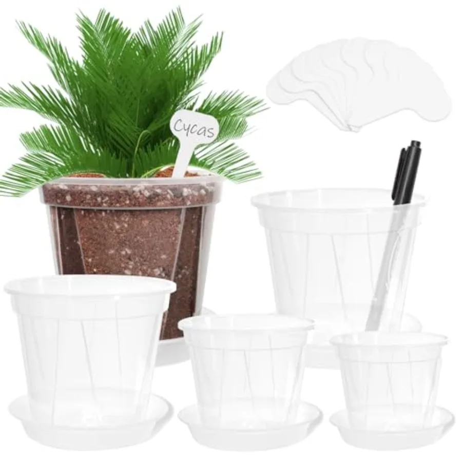 

Clear Nursery Pots for Plants 10 Pack Transparent Plastic Planter in 3.9 4.7 5.5 5.9 6.3 Inch Reinforced Plant Pots with Draina
