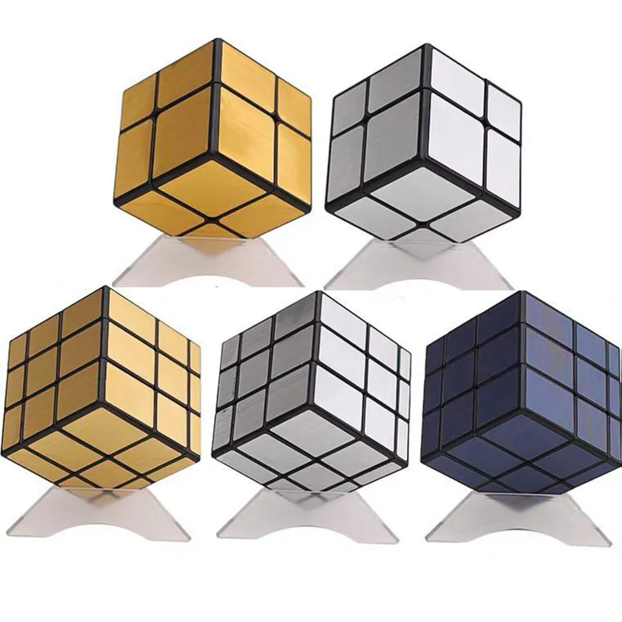 QiYi 2x2 3x3 Mirror Cube Gold Silver Brushed Magic Cube Speed Professional Puzzle Cubo Magico Toys for Children Blocks Gift Toy