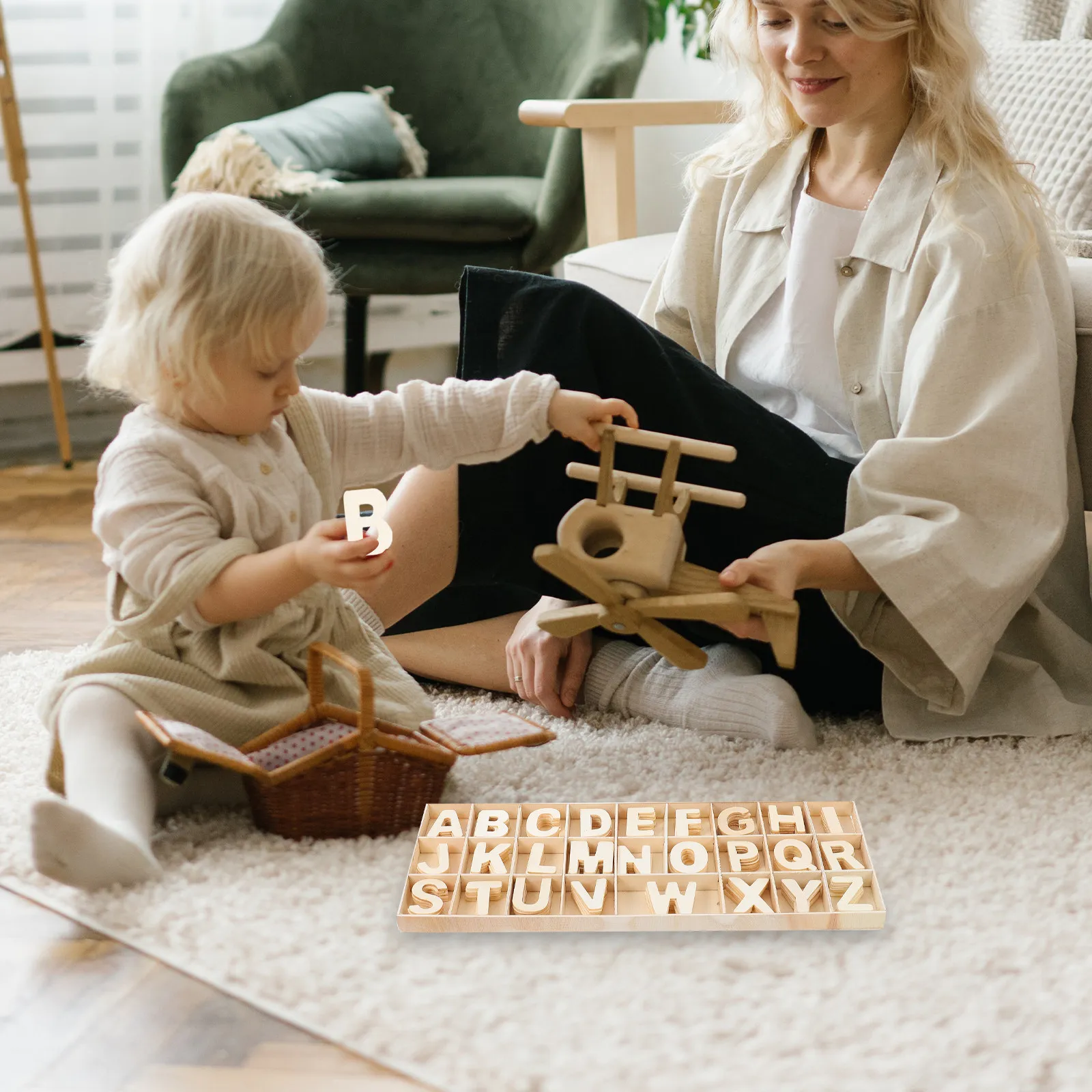 

Letter Cutout Kids Educational Creative Plaything Premium Wooden Blocks Smooth Safe Lightweight Early Learning Puzzle Gift