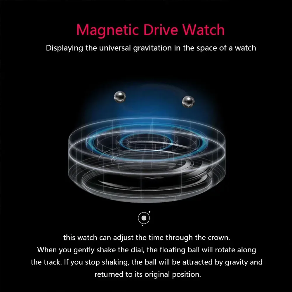 DANIEL GORMAN Magnetic Driven Watch Fashion Waterproof Quartz Watch Black Silicone Strap Copper Case Beads Pointers Masculino