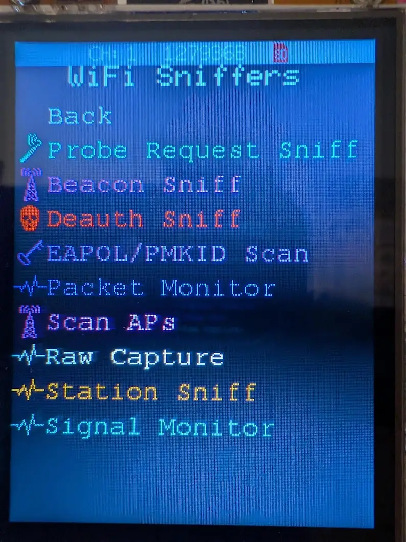 Mar-x-Auder デバイス ESP32 Marauder CYD 2432r028 ワイヤレス WiFi Bluetooth セキュリティ ツールキット タッチスクリーン オープンソース ファームウェア