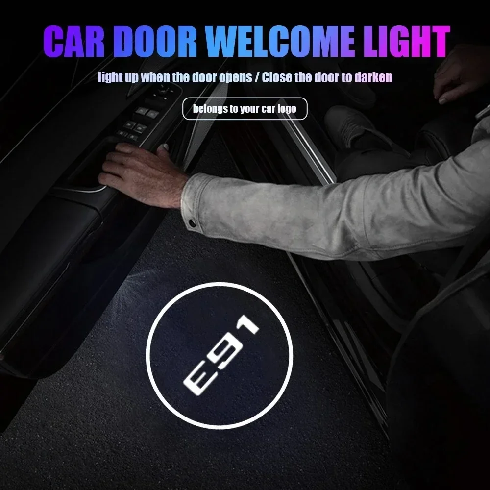 2PCS HD Laser LED Door Welcome Ghost Shadow Lights For BMW E91 3 Series Touring 2005‑2012 325i 330i Car Courtesy Projector Lamp