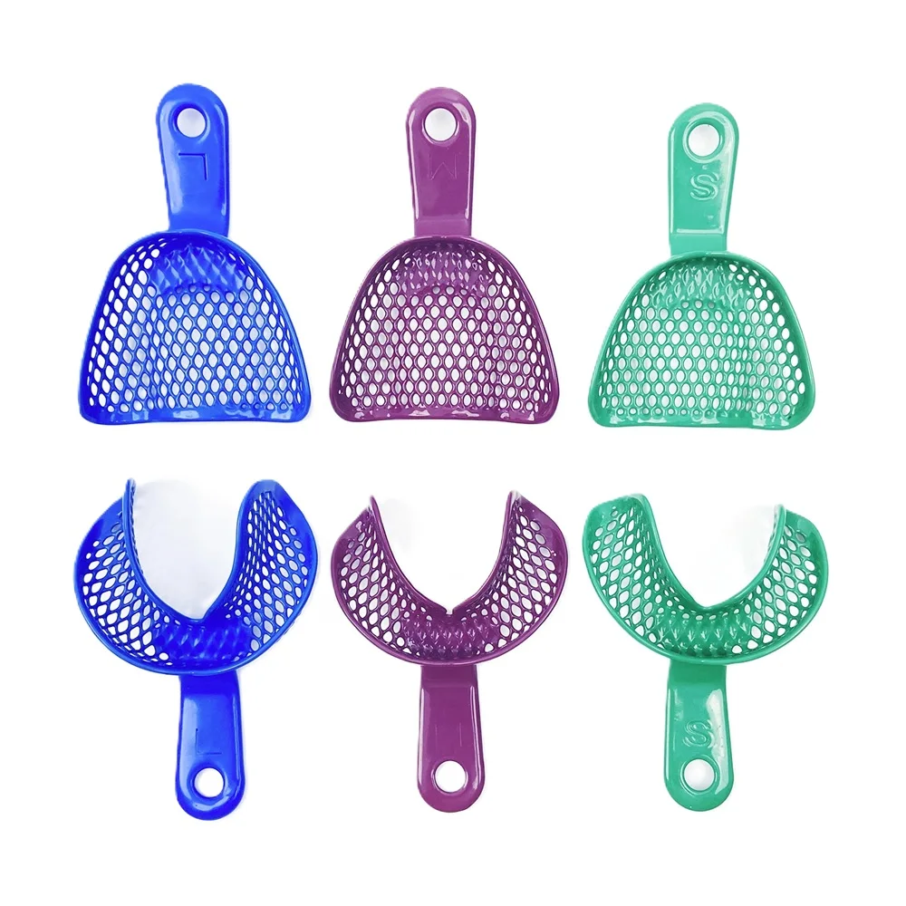

6pcs/Set Dental Impression Trays Plastic-Steel Teeth Holder Edentulous Jaw Impression Tray Dentist Oral Care Tools