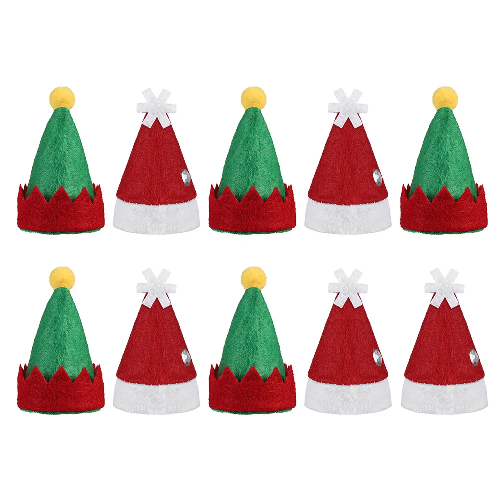 

60 Pcs Christmas Lollipop Hats Mini Decoration Non Woven Reusable Festive Supplies Santa Cap Party Accessories