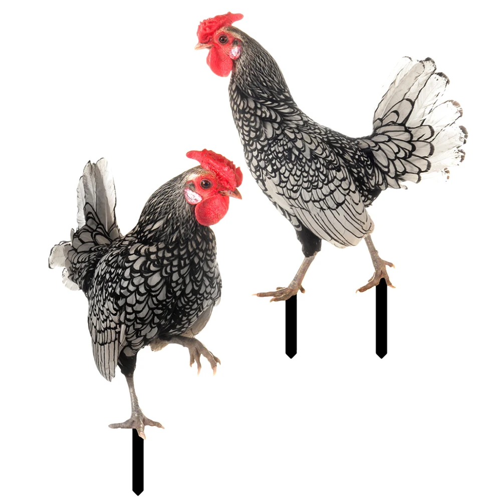 

2pcs Acrylic Garden Stakes Ornamental Chicken Shape Lawn Decoration Yard Decor Outdoor Adornment Hen Stake For Garden Yard Park