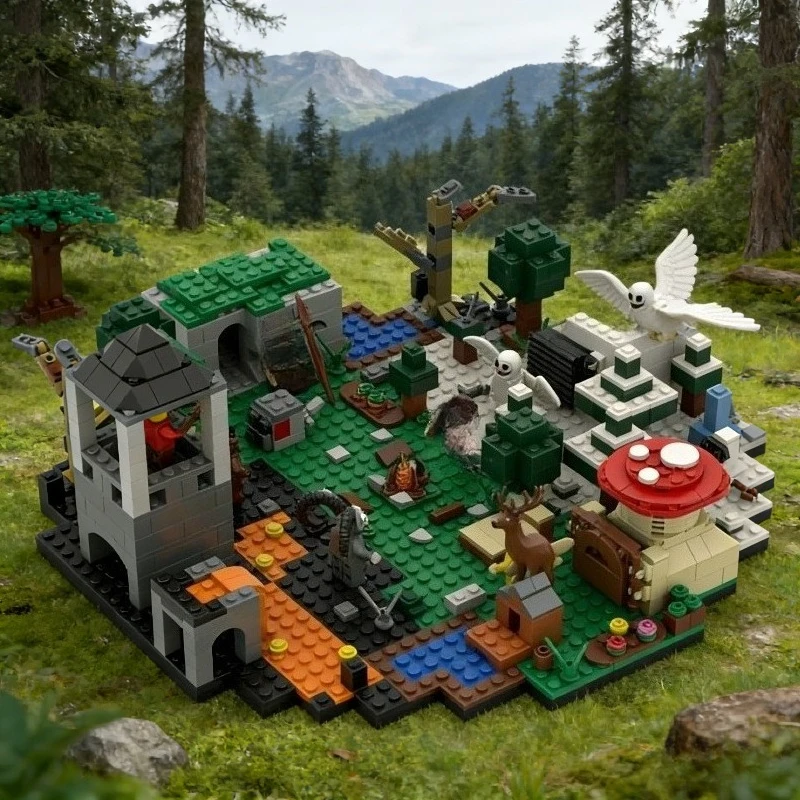 884PCS Moonlit Forest Miniature Landscape - Highly Detailed Serene Model for Display, Premium Collectible Gift for Teens Adults