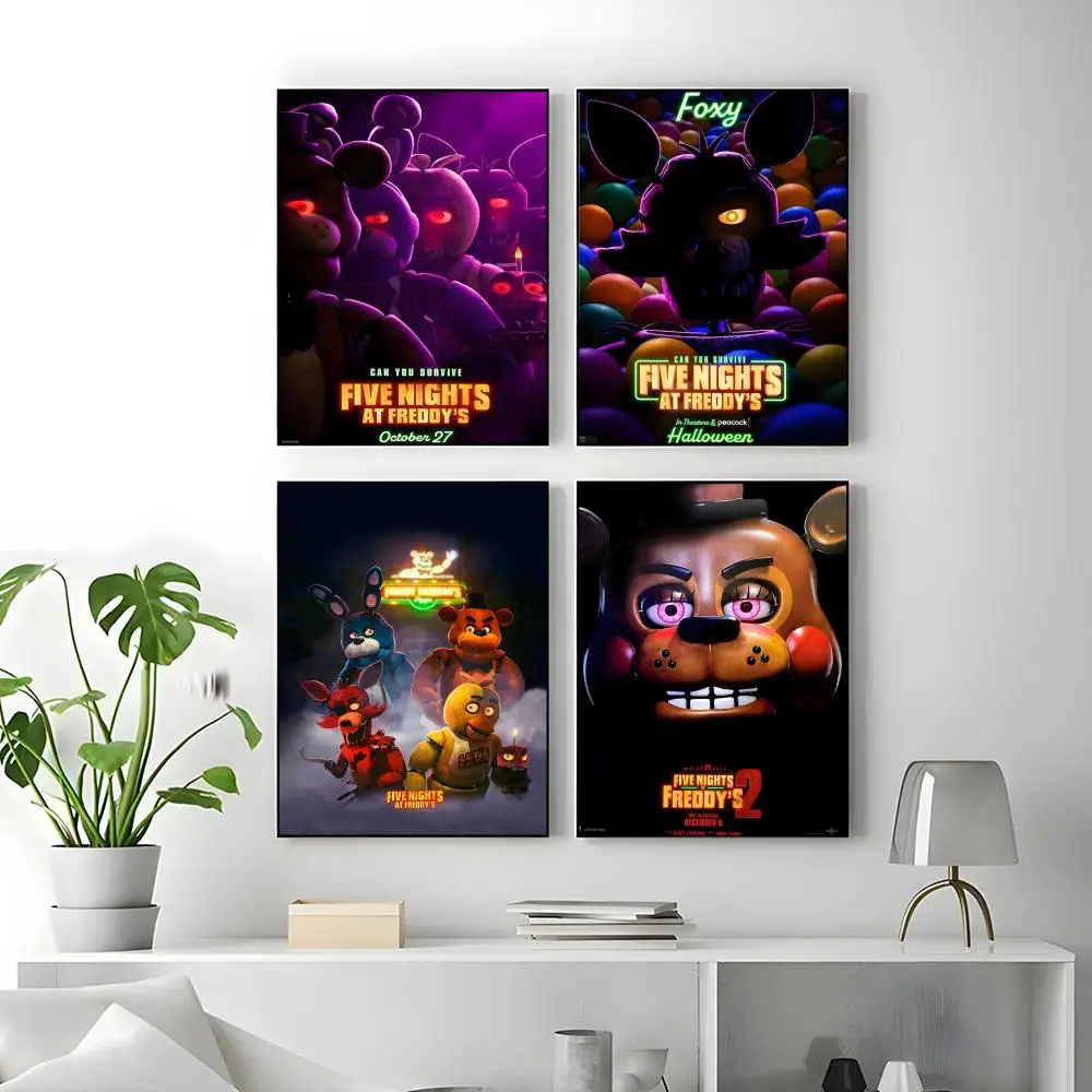 Fnaf Five-nights-At-Freddys Classic Poster Self-adhesive Art Waterproof Paper Sticker Coffee House Bar Room Wall Decor
