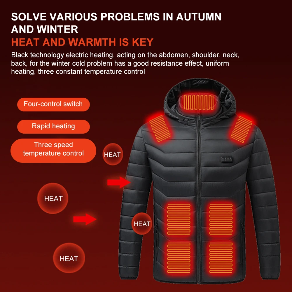 21 Areas Heated Jacket Men USB Electric Heating Jacket Ski Thermal Clothing for Outdoor Hunting Hiking Camping Skiing