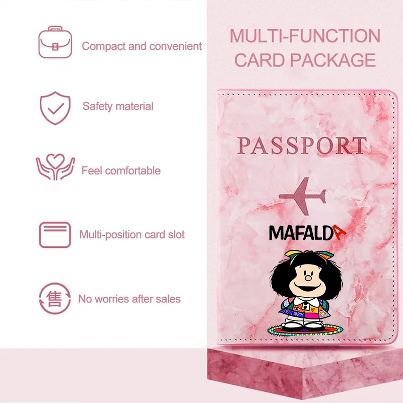 2026 Mafaldas Passport Covers Women Men Ultra-thin Document Holder Kawaii AnimeTravel Passport Wallet Holder ID Card Covers Gift