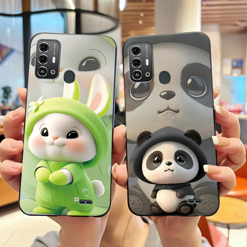 

Чехол для телефона ZTE Blade A53 Pro, мягкий силиконовый черный чехол с красивым узором, противоударный чехол Love Panda Lion