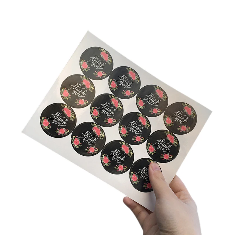 

120pcs/lot flower and thank you series round seal sticker mutifunction DIY decorative gifts package labels for baking
