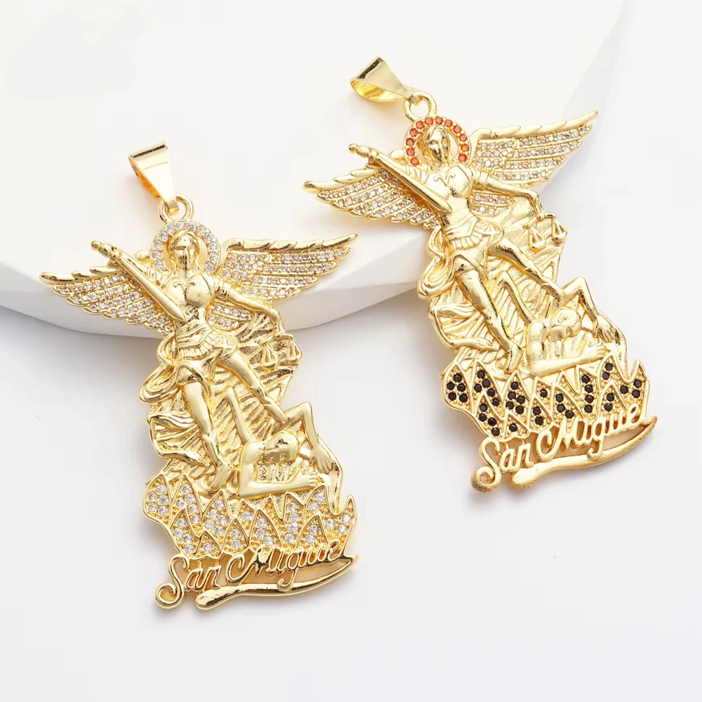 Ruixi Fashion Hot Selling Catholic Religious Jewelry Cadena Gold Plated San Miguel Medal Archangel 14K St. Michael Pendant