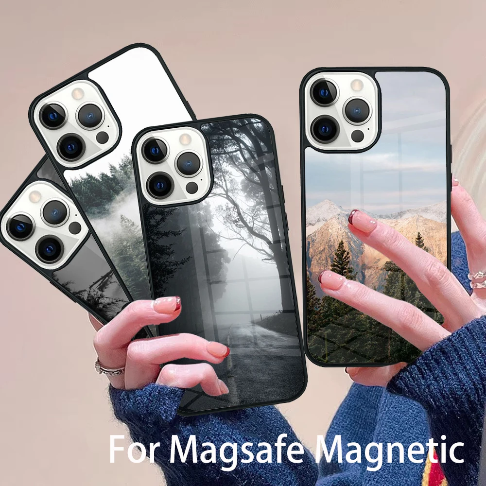 

Forest Cloud Pattern Phone Case Magesafe Magnetic Wireless Charge Cover For IPhone 16 11 12 13 14 15 Pro Max Plus Mini