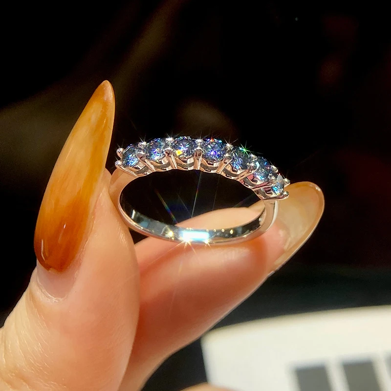 Gra echte Moissan ite Ring Sterling Silber Diamant Ewigkeit Band Verlobung Eheringe für Frauen Luxus Qualität Schmuck – Detail 5