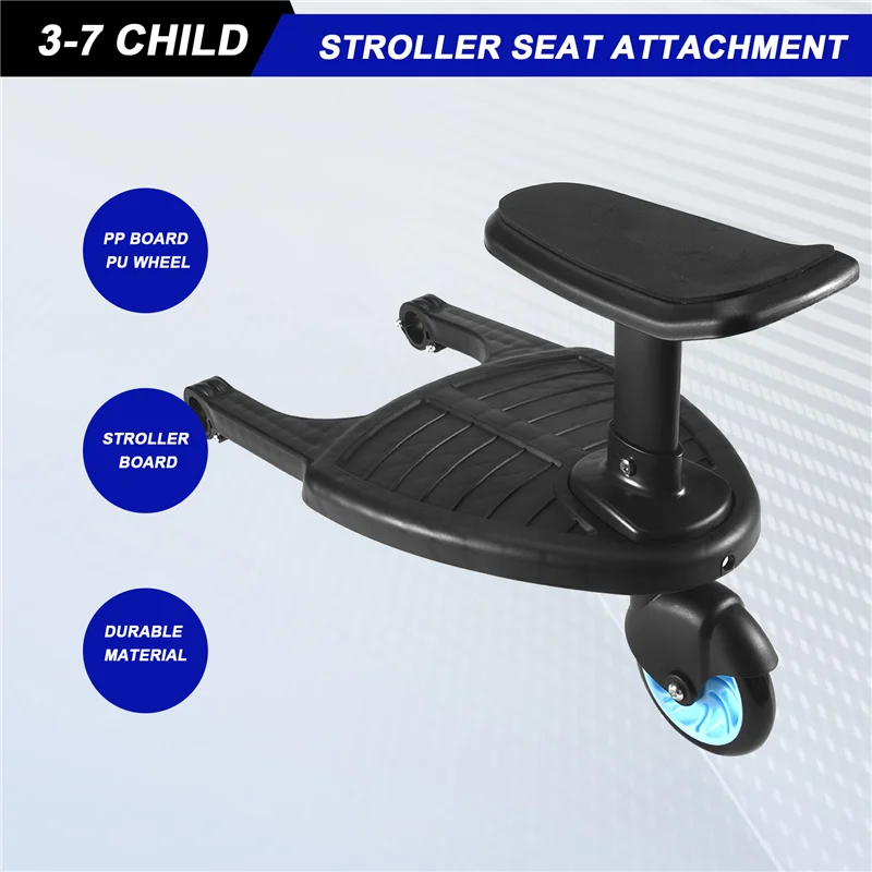 

N03R-Baby Stroller Wheeled Board Kids Wheel Board Stroller Step Stand Ride On Boards Plate Detachable Seat