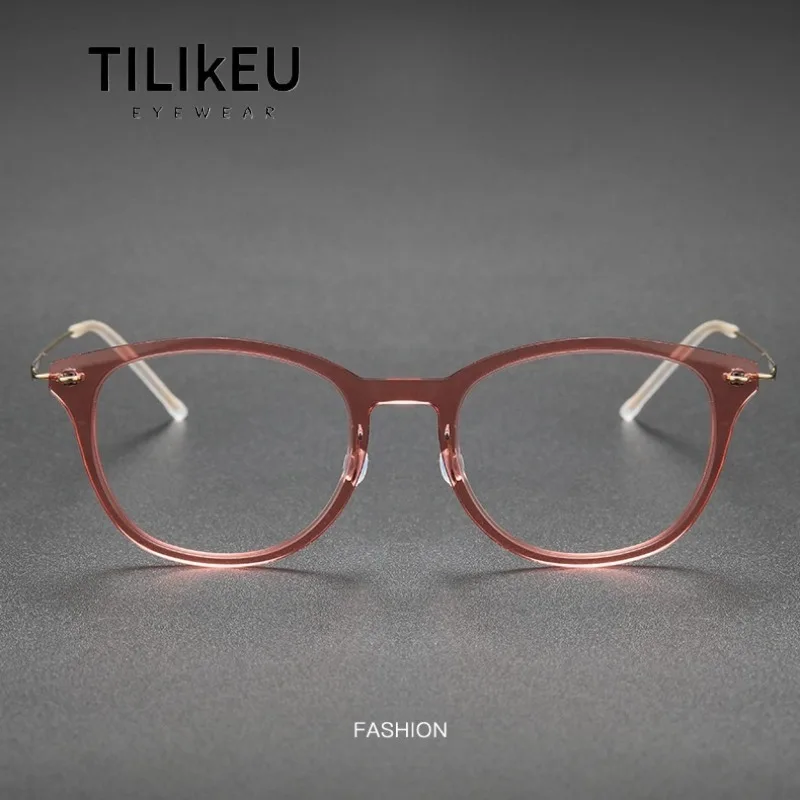 

Denmark Trend Screwless Titanium Nylon Eyeglasses Frames Designer Men and Women Retro Oval Full Frame Ultralight Glasses Gafas