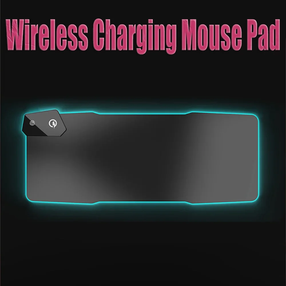 New Computer Laptop Keyboard Non-slip Glowing Cushion Mouse Pad, 15W Wireless Charging Gamer Mousepad, RGB Luminous Desk Mat