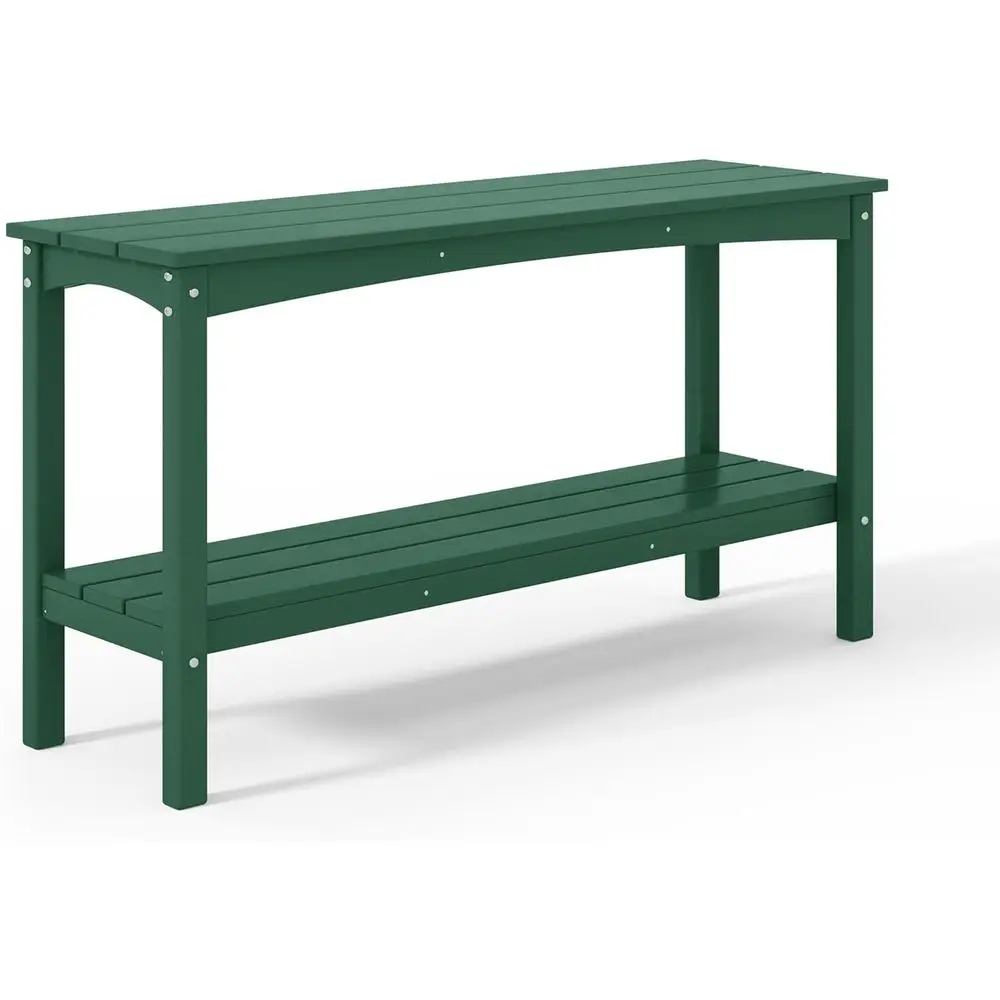 

2-Tier Waterproof Outdoor Plant Stand, 55 HDPE Green, Patio Balcony Garden Side Table, Coffee Bar Pub