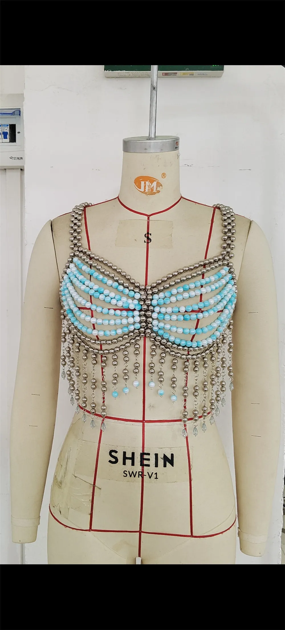 Body jewelry Sexy Women's Multi-layer Beaded Tassel Chest Chain Bikini Bra Night Club Birthday Party Body Chain Chest Chain