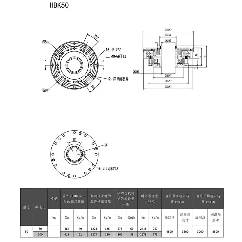 New Customized Harmonic Reducer/Robot Harmonic Reducer SHF/SHG(HBK) HBK 50, Custom Cycle 20-30 Days