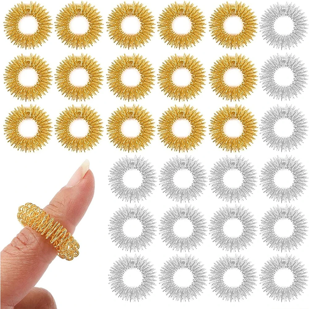 

30PCS Stainless Steel Finger Massage Ring Acupuncture Ring Hand Finger Massager Garden Housework Handmade Musical Instruments