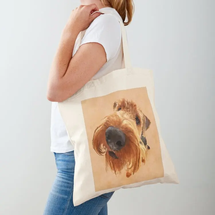 

Funny Airedale Terrier Digital Art Tote Bag free delivery bags woman shopping bag hand bag Women's