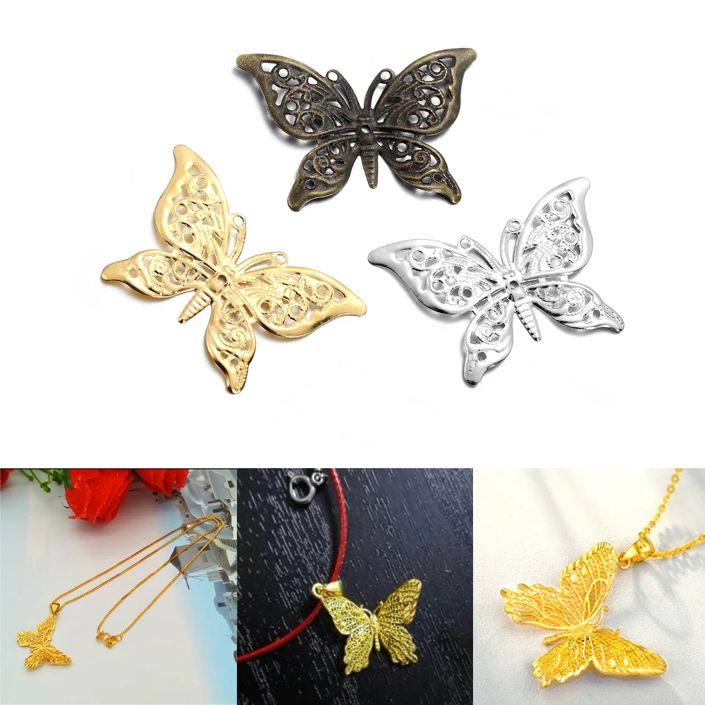 30Pcs/Pack Copper Butterfly Filigree Wraps Pendant Small Charms Necklace Earring Connectors For DIY Jewelry Making Accessories