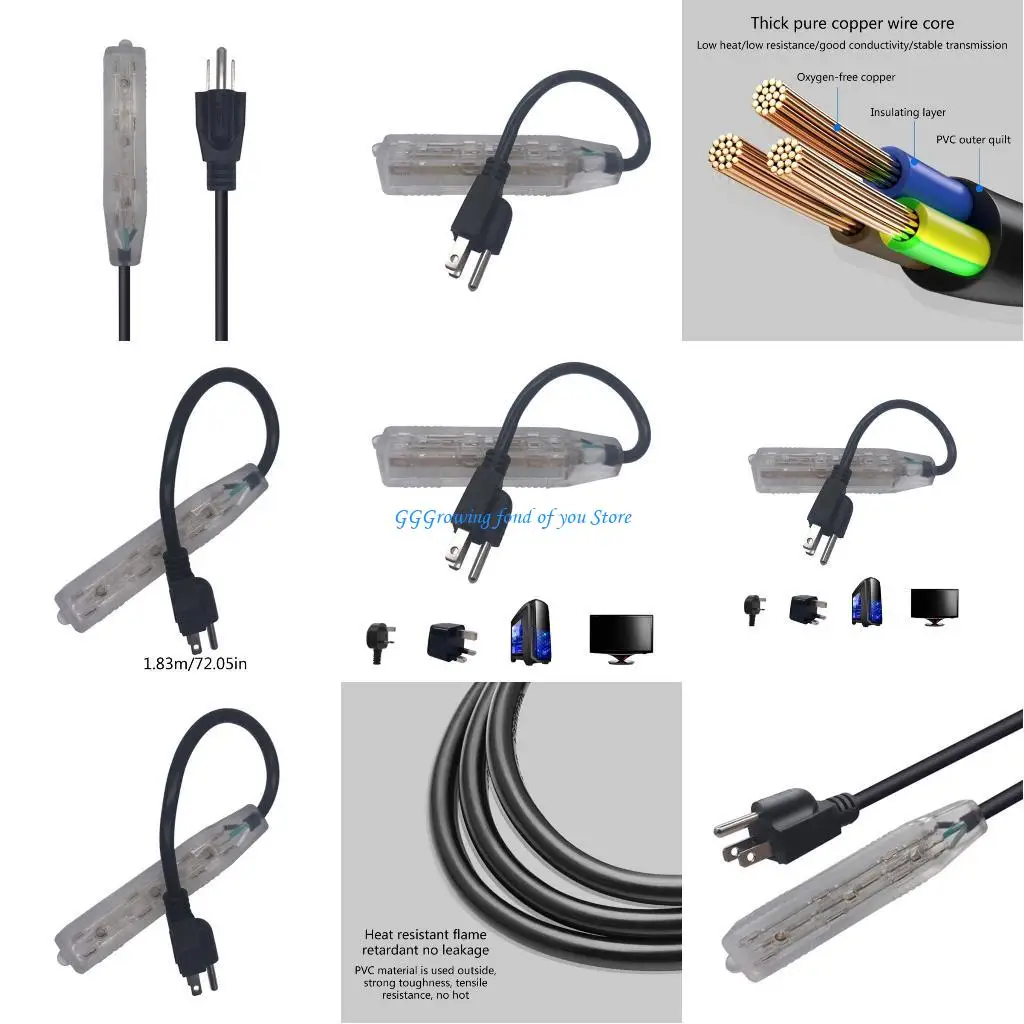 

H9EB Long Service Extension Cord Plastic Power Cable PVC Cord for Small Appliances
