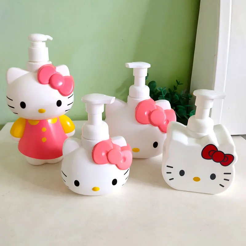 Hello Kitty Dispenser Bottle Liquid Shampoo Shower Gel Bottle Refillable Storage Container Press Body Wash Empty Bottles