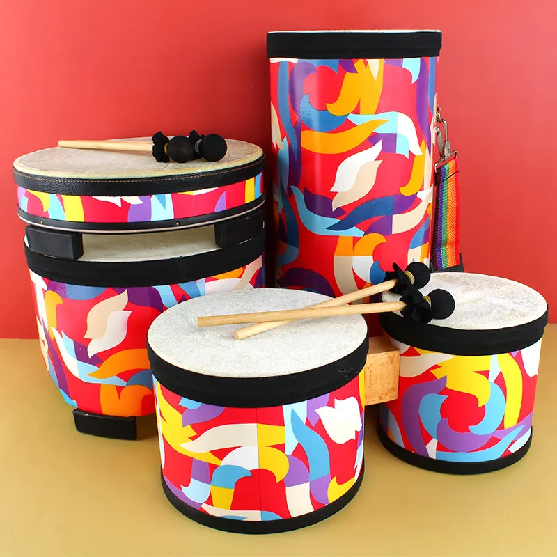 Wooden Floor Drum Professional Children Bongo Floor Drums Kids Beginner Cartoon Hand Drum Educational Percussion Instrument