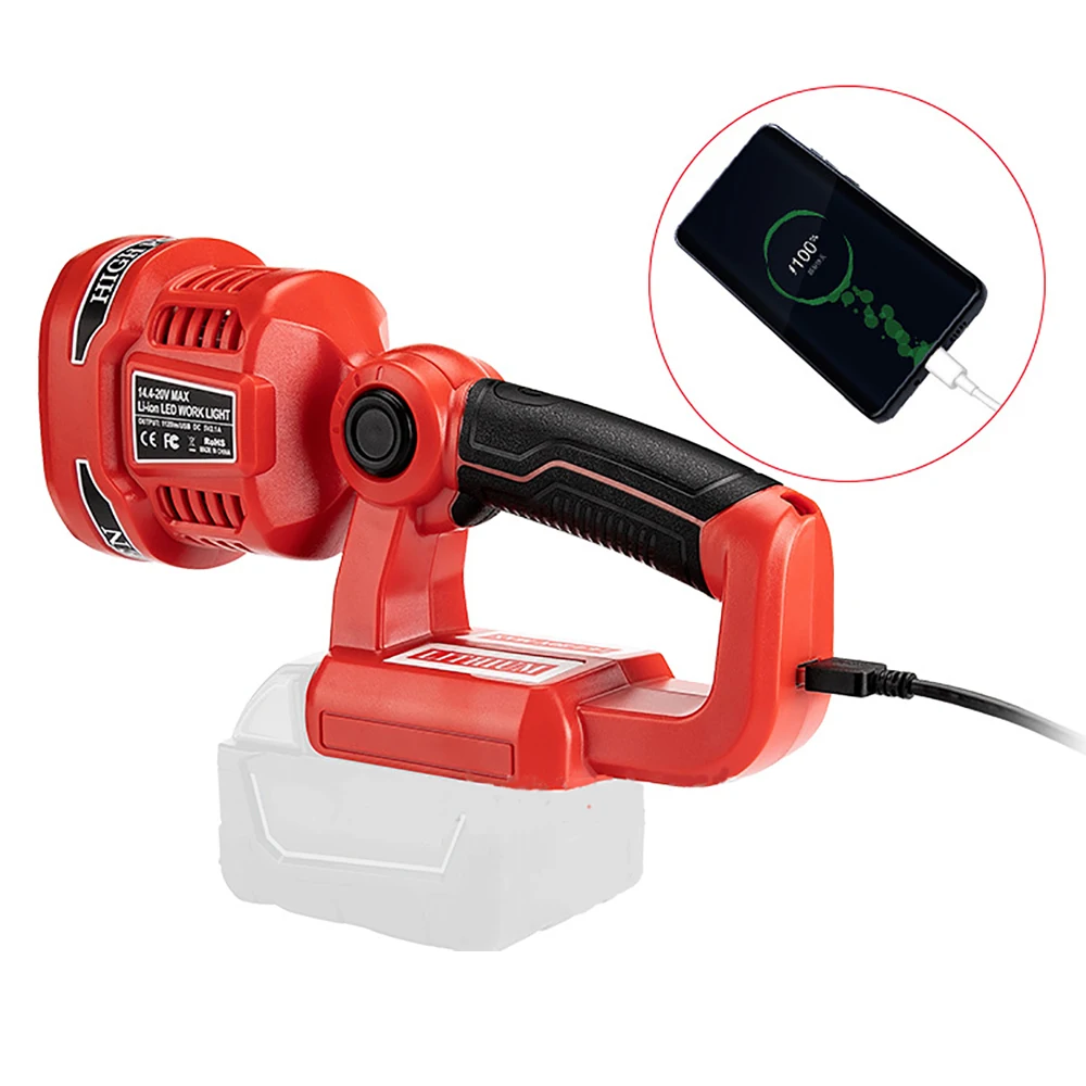 Portable Spotlight LED Warning Light Working Lamp Flashlight Torch Hand Lantern For Milwaukee 14.4V 18V For M18 Li-ion Battery