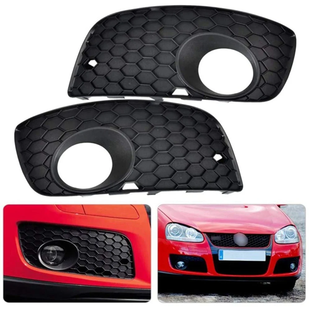 Front Left + Right Bumper Lower Grill Fog Light Grille Cover for Mk5 Golf 2006-2008