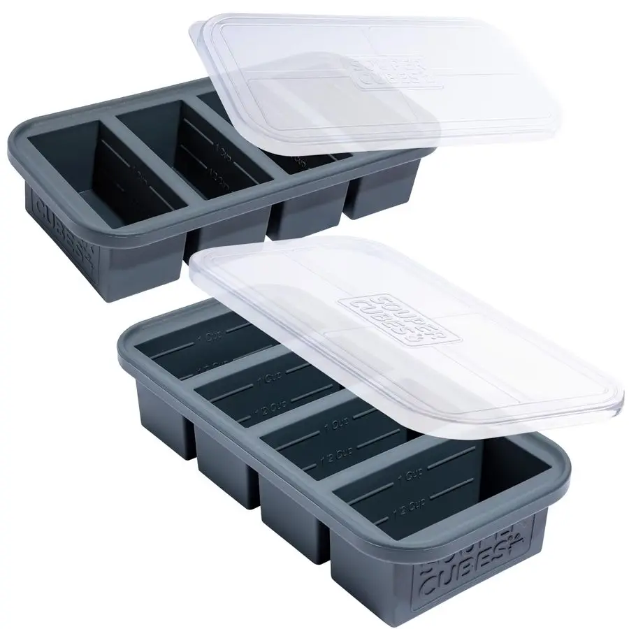 

1 Cup Silicone Freezer Tray with Lids, Perfect for Storing Broth, Leftovers, Rice, Sauce and More, Silicone Soup Freezer Molds f