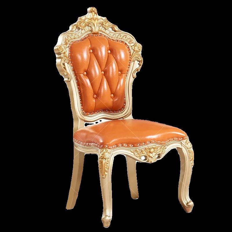 

Обеденные стулья для ресторана Villa, обеденный стол из массива дерева с цветочным резьбовым декором, оранжевый, роскошное кресло для отдыха