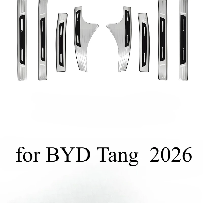 Stainless Steel Door Sill Protector Kick Plate Trim for BYD Tang  2026 (Dynasty) – Anti-Scratch Scuff Plate Black Silver
