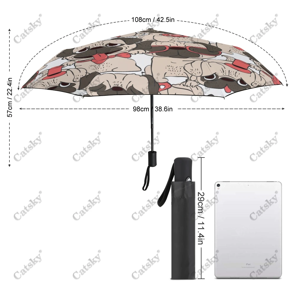 Dogs Seamless Pattern Wo Folding Umbrella Windproof Sunscreen UV Protection Fashion Portable Gift Travel Outdoor Umbrellas