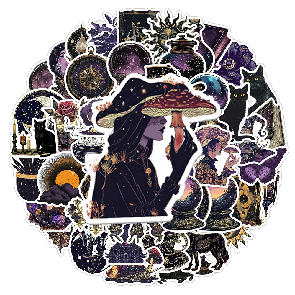 

10/30/50pcs Dark Gothic Magic World Stickers Aesthetic DIY Skateboard Luggage Phone Laptop Waterproof Cool Cartoon Sticker Decor