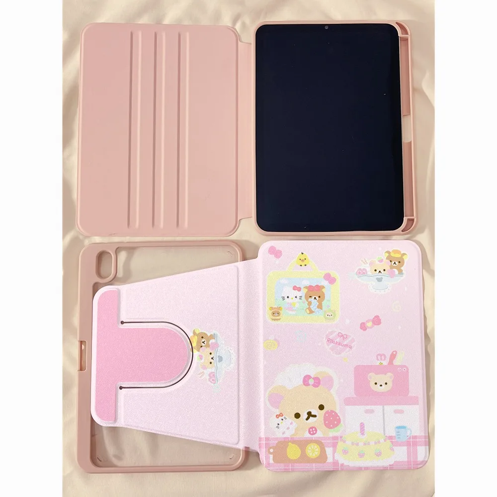 

Rilakkuma 2025 Air13 (13 Inch) IPad 11 Tablet Protective Cover Cartoon 360 Rotation Air7 with Pen Slot MINI7 Anti Drop IPad 10th