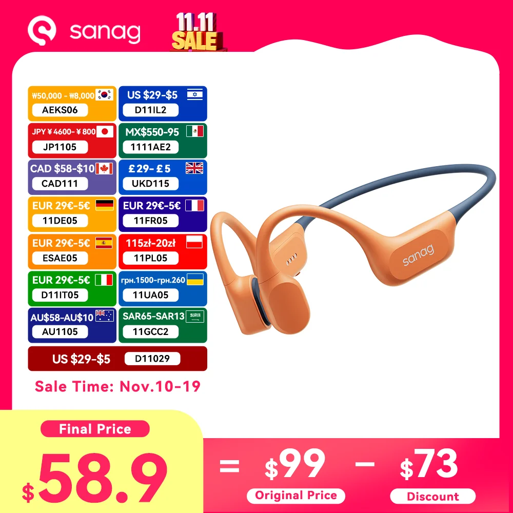 Sanag B77S IPX8 Swimming Earphones Bone Conduction Bluetooth Headphones Flash-sale 64GB Memory MP3 Player Wireless Headset