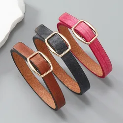 Vintage Style Genuine Leather Bracelets for Male and Female Trendy Couple's Bangles Gifts Hand Accessories Black Brown Rose Red