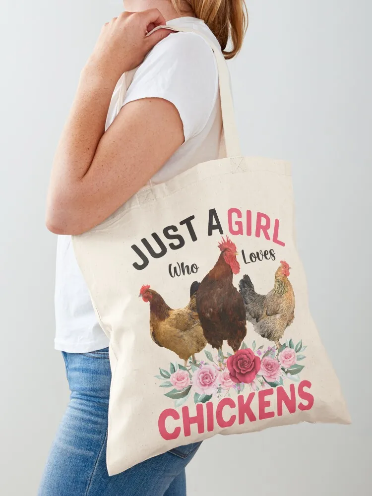 Just A Girl Who Loves Chickens, Floral Farmer Girl Gifts Tote Bag Gift bags tote bags men hand bag