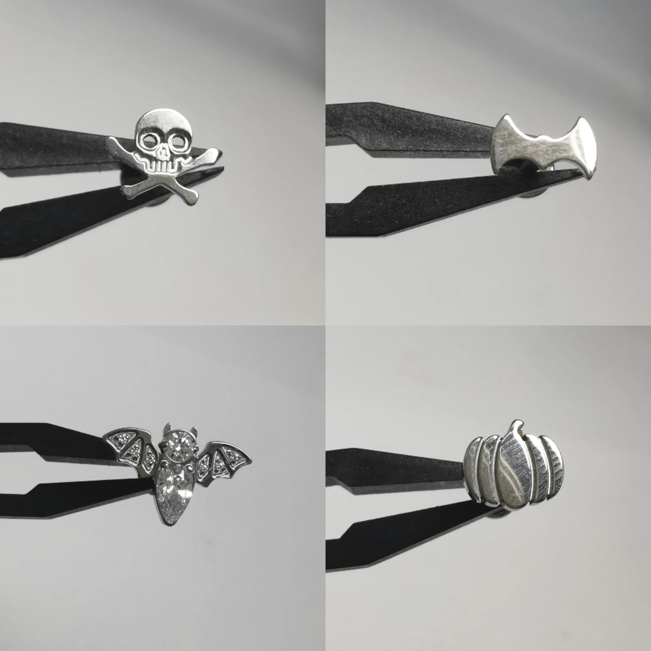 ASTM F136 Titanium Bat Skull Pumpkin labret high polished Internal Threaded Ear Cartilage Helix Traguse Piercing Halloween gift