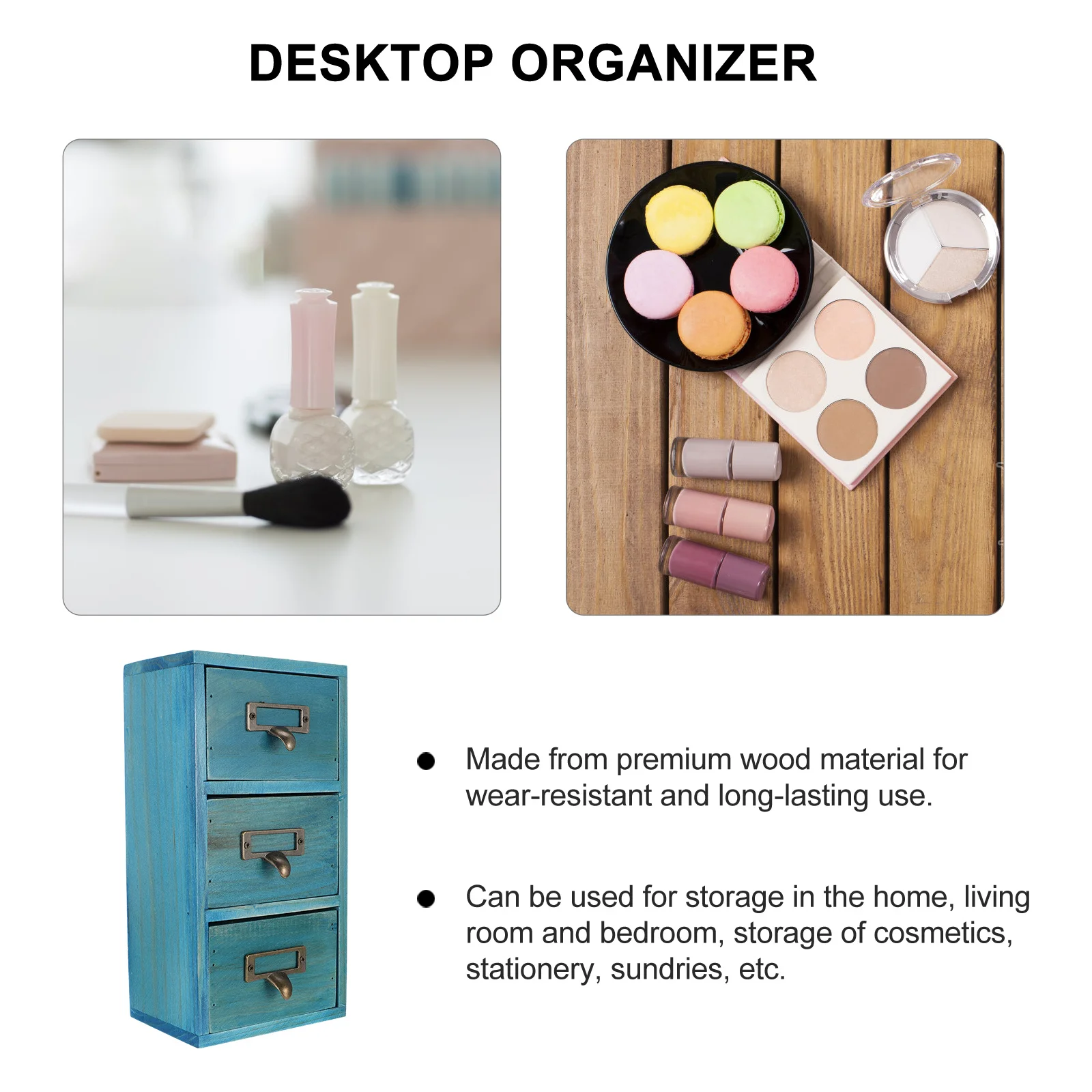 

Solid Wood Storage Box Compact Desktop Organizer For Cosmetics Stationery Sundries Wooden Container Multi-Functional