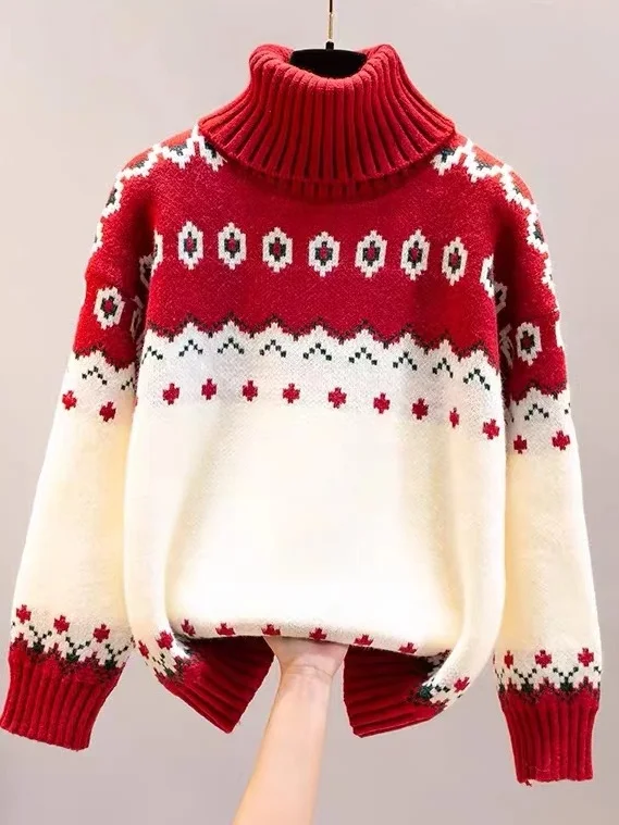 

Cisas Theme Thiened High Collar Knitted Sweater Women's Inner Wear Soft Comfortable Commute Sle Long Sve Top