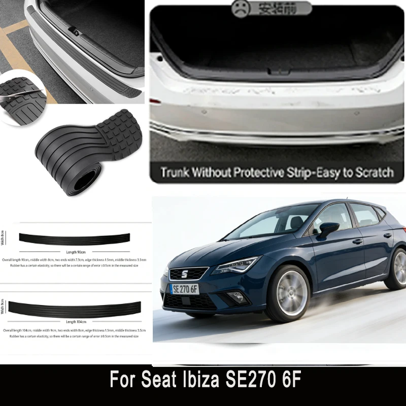 

For Seat Ibiza SE270 6F Rear Trunk Guard Plate Sticker Car Rear Bumper Trim Anti-Kicked Scratch Protector Sticker Strip